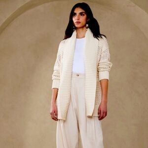 Banana Republic Open Front Chunky Knit Cardigan Cream Small NWT